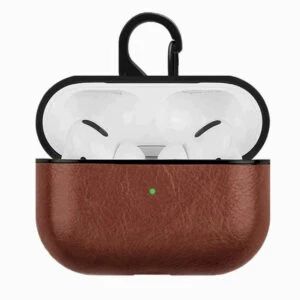 Mörkbrun apple airpods pro väska fodral skyddsfodral skinn läder