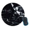 Mjuk Rund Musmatta Med Tryck Svart Marmor 20cm