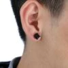 2-pack magnetisk piercing fake örhänge kristall svart