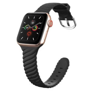 Ribbat apple watch silikonarmband 38/40/41 svart