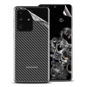 Galaxy s20 ultra displayfilm + kolfiber skyddsfilm för baksida