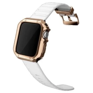 Apple watch 38/40/41mm vitt armband + tpu skal bumper roséguld