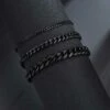 Justerbar pansanlänk kedjearmband svart kedja 7mm