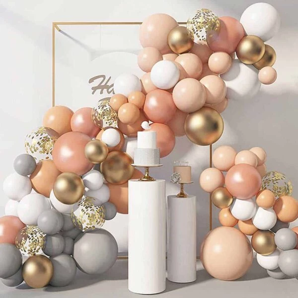 Komplett ballongbage ballonggirlang for dekoration fest brollop roseguld rosa beige vit gra ballonggirlangsset 6
