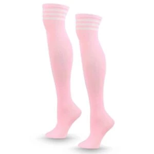 Randiga Knästrumpor Rosa Vita Ränder - Höga Strumpor