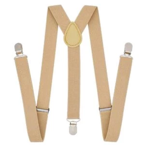 Smala beige hängslen med klämmor 2,5cm