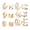 Fake Helix Piercing 12-pack Örhänge Ear Cuff Utan Hål Guld