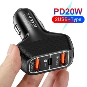 Billaddare 3 usb supersnabb 20w pd quick charge 3. 0