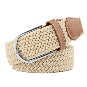 Stretch bälte canvas tyg skärp w26-w36 beige