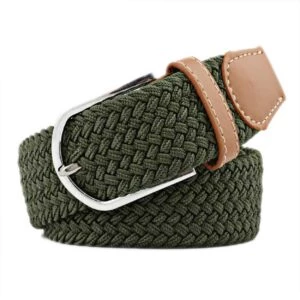 Bälte med stretch - elastiskt canvas tyg skärp w26-w36 grön