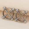 Fake bröstpiercing utan hål nipple piercing bröstvårta svart