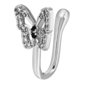 Clip-on Näspiercing Fjäril Med Kristaller Silver