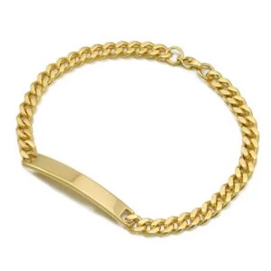 Kedja Armband Länk Med Id Bricka Guld