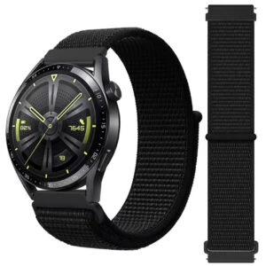 Galaxy watch 4/5 armband 20mm nylon kardborre svart