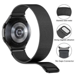 Galaxy watch 4/5 metall armband 20mm milanese mesh svart