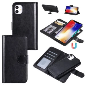 Iphone 14 plus 2-i-1 magnetiskt plånboksfodral svart