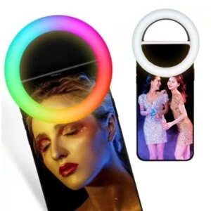 Rbg selfie lampa clip-on led ring light för mobiltelefon