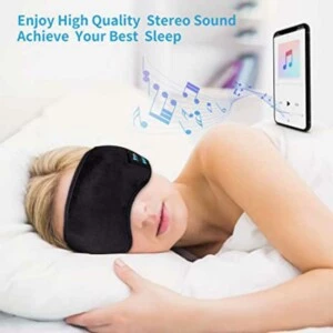 Sovhorlurar mjuk sovmask med bluetooth horlurar svart 9