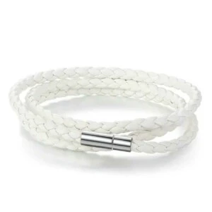 Handgjort Läderarmband Bohem Vit