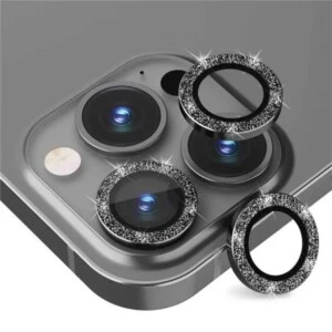 iPhone 13 Pro/13 Pro Max Kameraskydd Bling Glitter Svart