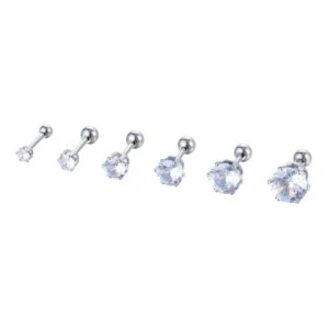 Kristall stud piercing örhänge silver 4mm