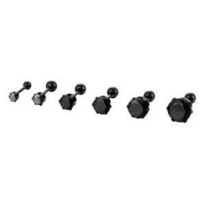 Kristall stud piercing örhänge svart 4mm