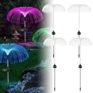 4-pack avatar solcellslampa rgb jellyfish manet trädgårdsbelysning med markspjut