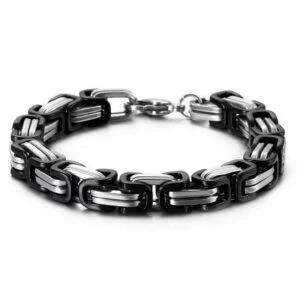 Kejsarlänk Armband Viking Stål Tvåfärgad Silver Svart