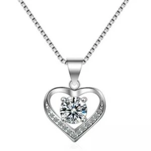 Halsband hjärta med cz kristall silver