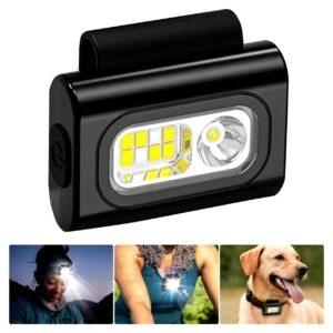 Pannlampa med klämma, pannband - clip on pannlampa för löpning fäst i mössa, tröja, hund