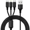 Billaddare med 3-i-1 kabel | 4 portar | quick charge 3a