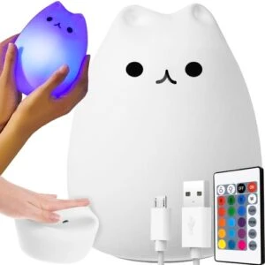 Squishy nattlampa rgb med fjärrkontroll led lampa katt